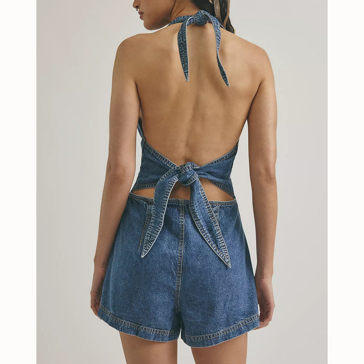 Free People We The Free Delilah Denim Shortalls Romper Dress