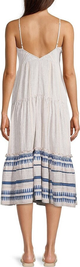 Veronica Beard Abilene Tiered Striped Midi-Dress