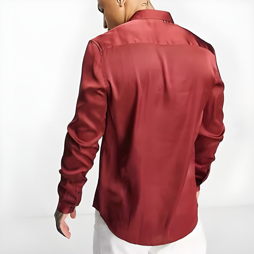 ASOS DESIGN Men's Regular Camp Satin Shirt
