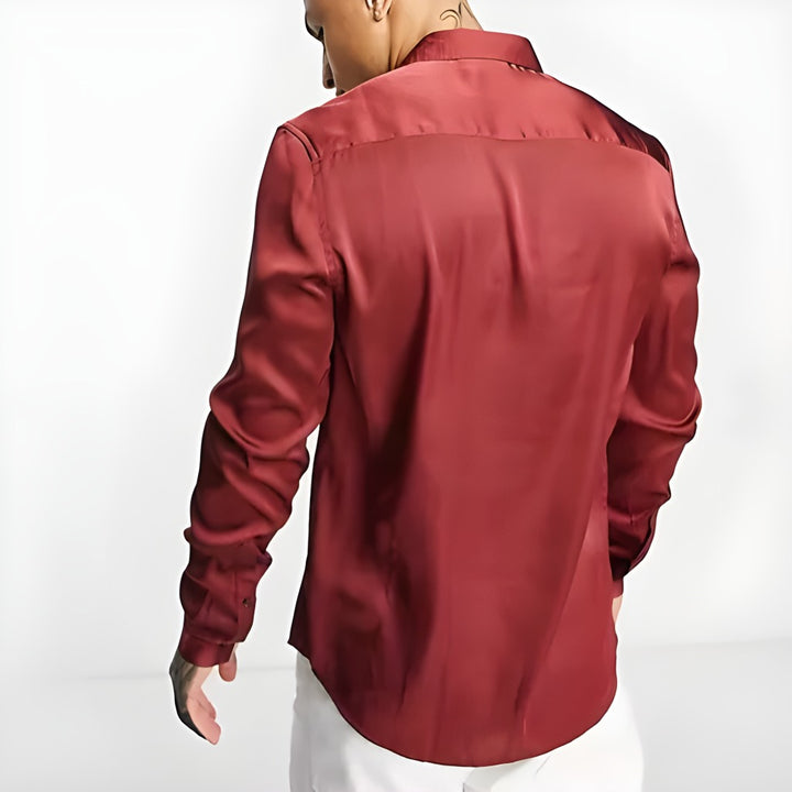 ASOS DESIGN Men's Regular Camp Satin Shirt