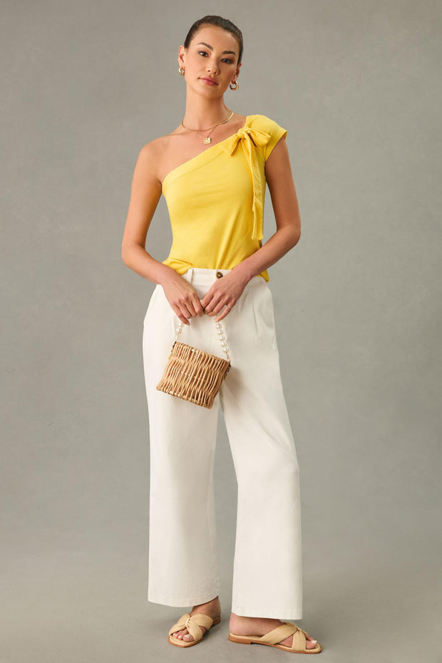 Anthropologie Maeve One-Shoulder Bow Blouse Top