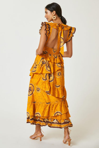 Love The Label Anthropologie Adrienne Ruffled Boho Maxi Dress S-P
