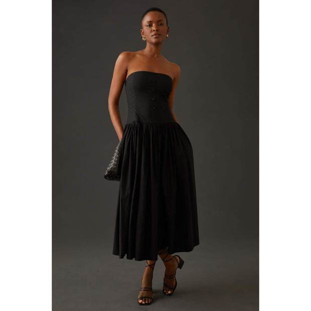 Love The Label Anthropologie Corseted Strapless Midi Dress