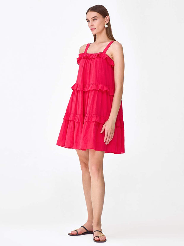 Cover Story Red Tiered Mini Slip Dress