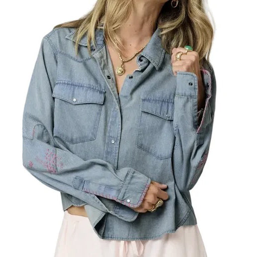 Kerri Rosenthal Western Pia Denim Shirt Top