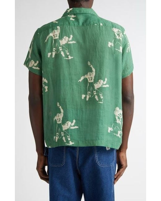 Bode Football Jacquard Linen Button-Up Men's shirt