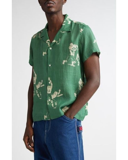 Bode Football Jacquard Linen Button-Up Men's shirt