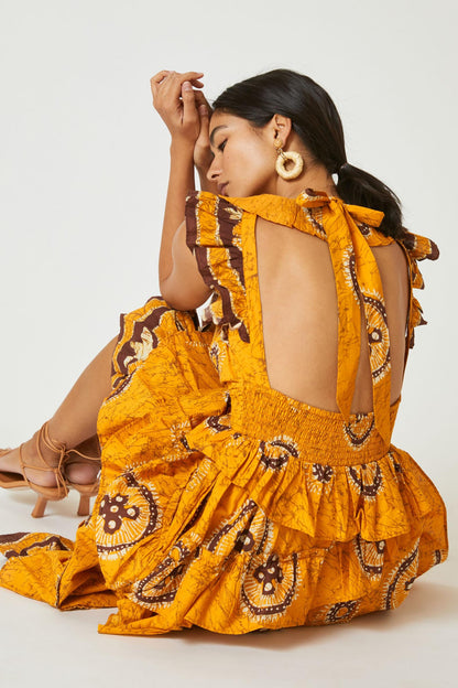 Love The Label Anthropologie Adrienne Ruffled Boho Maxi Dress S-P