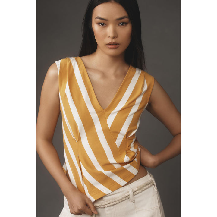 Anthropologie Maeve Sleeveless V-Neck Corset Blouse Tank Top