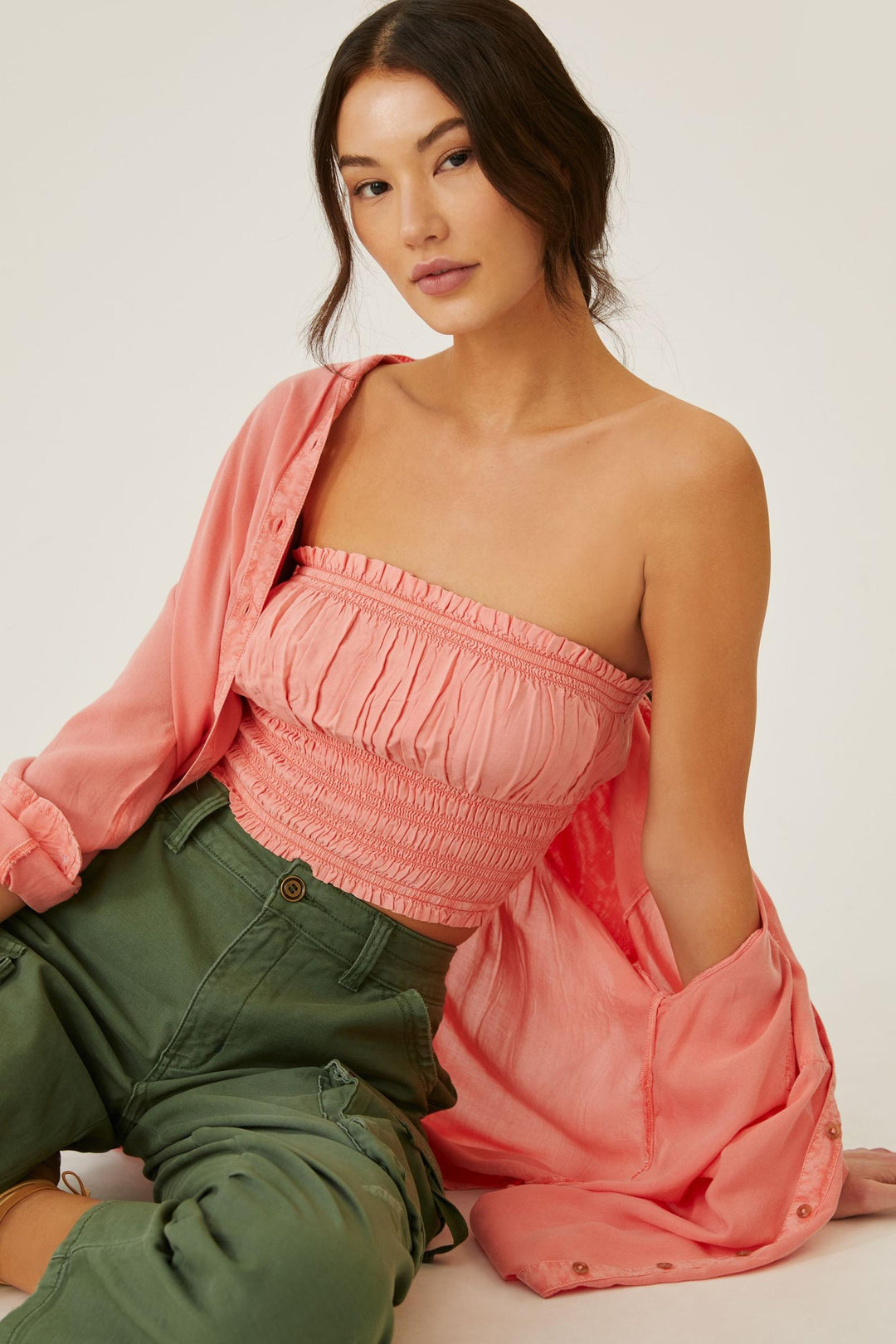 Pilcro Anthropologie Ruffled Tube Cropped Top