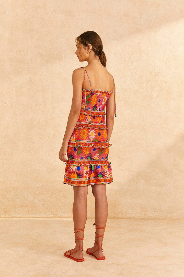 Farm Rio Anthropologie Coral Summer Sun Mini Dress