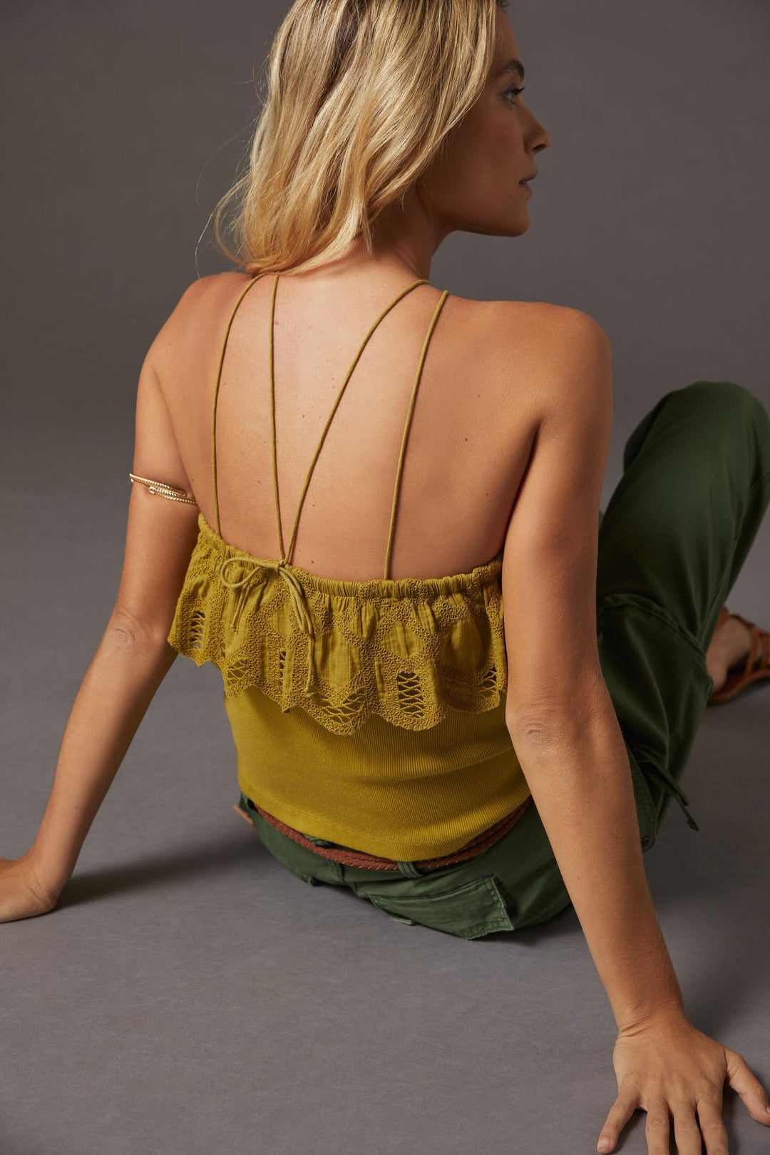 Anthropologie Ruffled Halter Tank Blouse Top