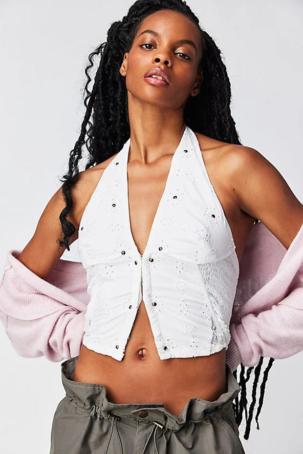 Intimately Free People Sunsetter Corset Cami Cropped Blouse Top