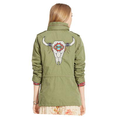 Denim & Supply Ralph Lauren Beaded Steer Head Field Army Hoodie Jacket