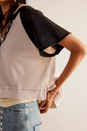 Free People We The Free Eyes Closed Henley Cropped Top