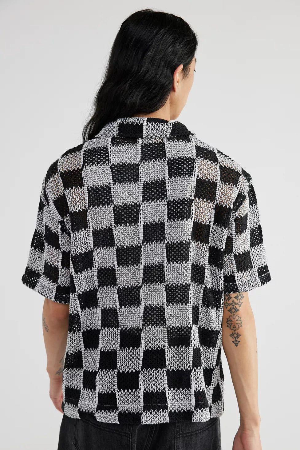 Urban Outfitters UO Checkerboard Lace Short Sleeve Men's Shirt