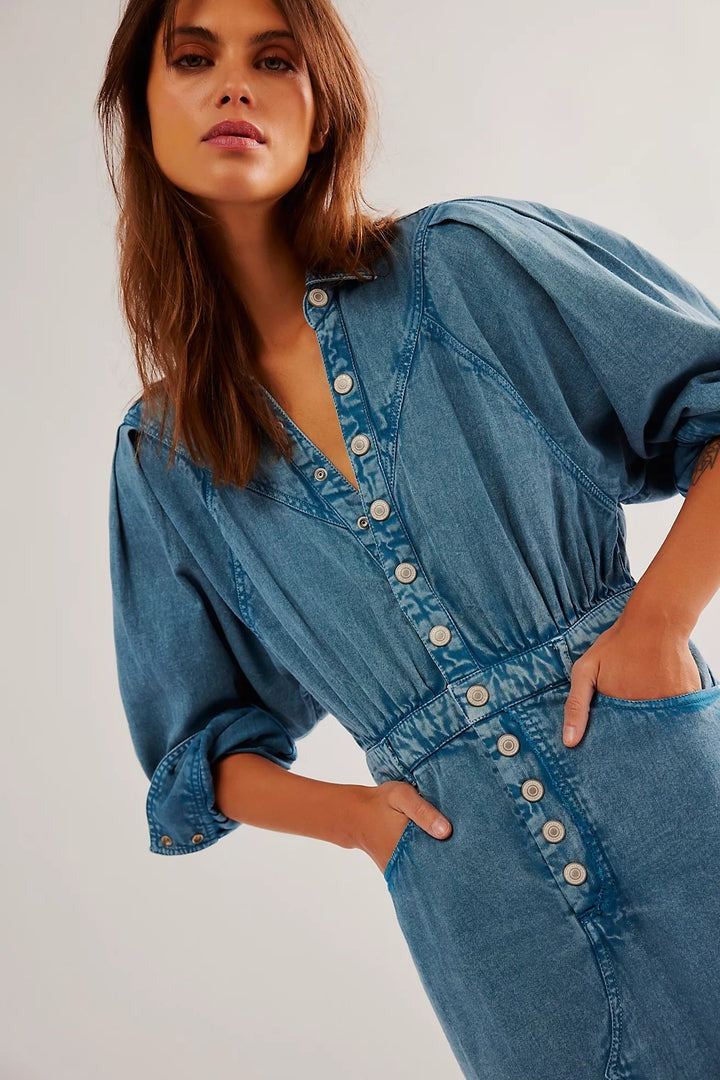 free people mad love denim dress Free People Mad Love Denim Midi