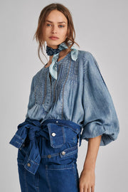 Pilcro & The Letterpress Anthropologie Norah Pintucked Blouse Top
