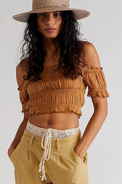 Free People FP One Cheri Cropped Blouse Top