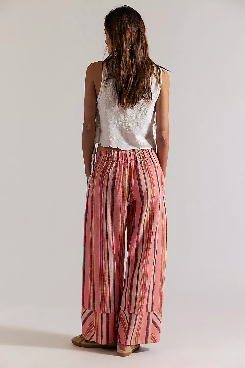 Free People Day's End Linen Striped Pull-On Pants