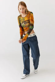 Urban Outfitters UO Love Letter Fitted Long Sleeve Tee Cropped Top