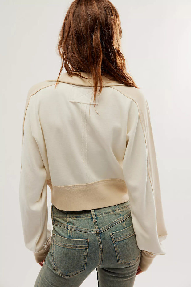 Free People We The Free Asher Track Zip Up Jacket Cropped Top