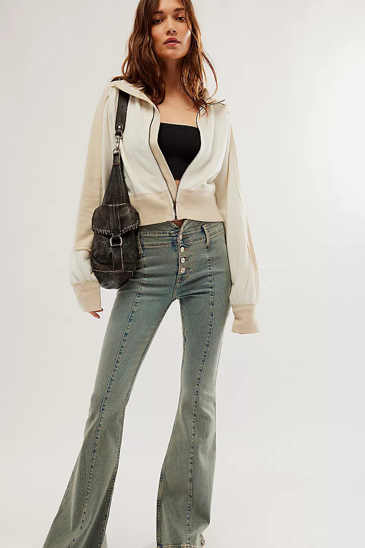 Free People Asher Track Zip Up Jacket Top