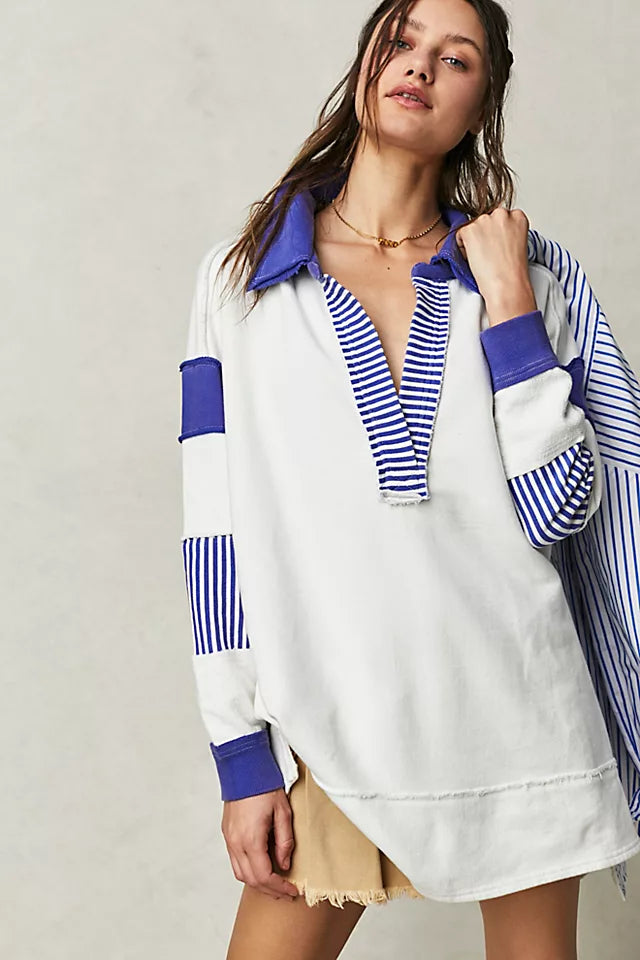 Free People We The Free Clean Prep Polo Pullover Top