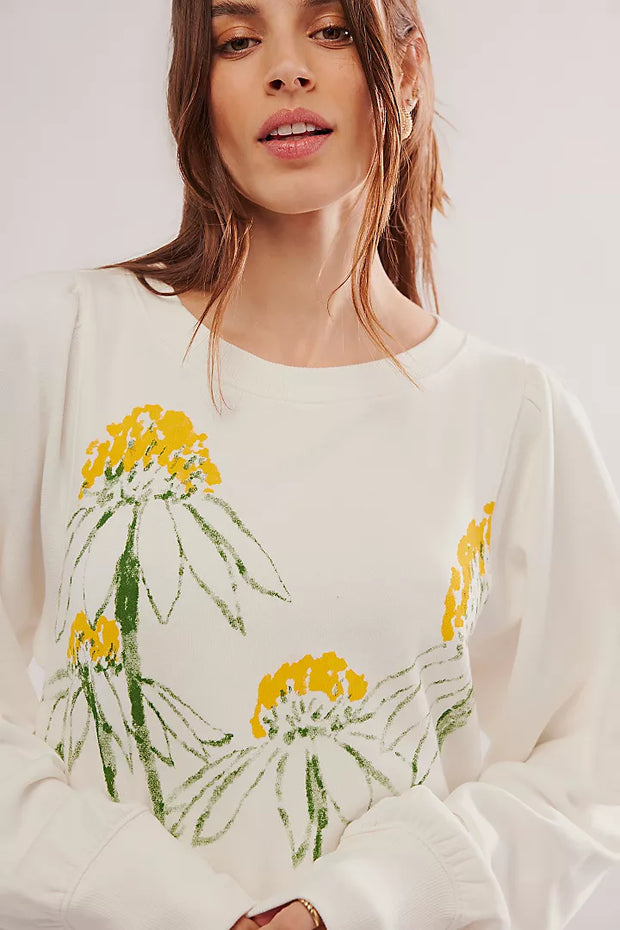 Free People Flowers Sweatshirt Top