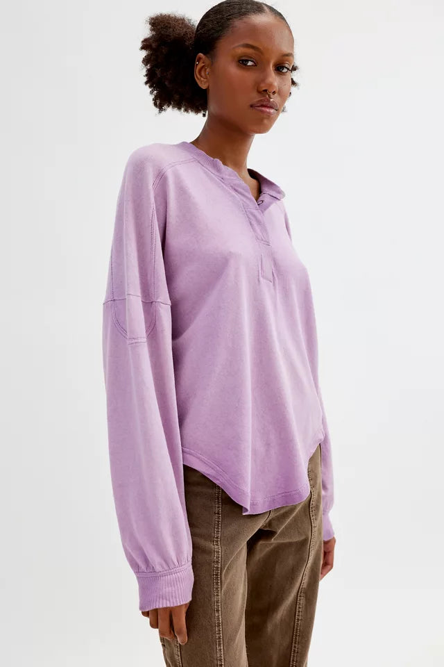 BDG Urban Outfitters Asher Oversized Henley Shirt Top