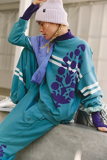 Free People FP Movement All Star Buti Logo Pullover Sweatshirt Top