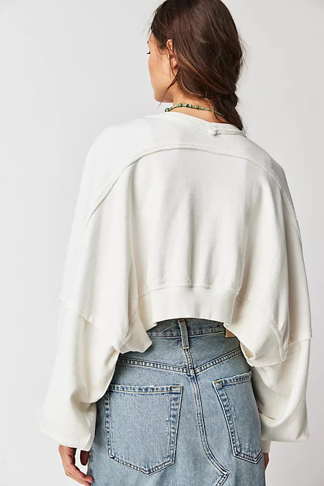 Free People Shrug It Off Sweatshirt Cropped Top