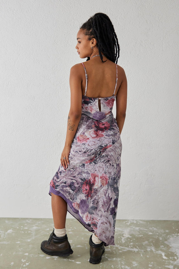 Urban Outfitters Light Before Dark Madelyn Chiffon Corset Midi Dress S