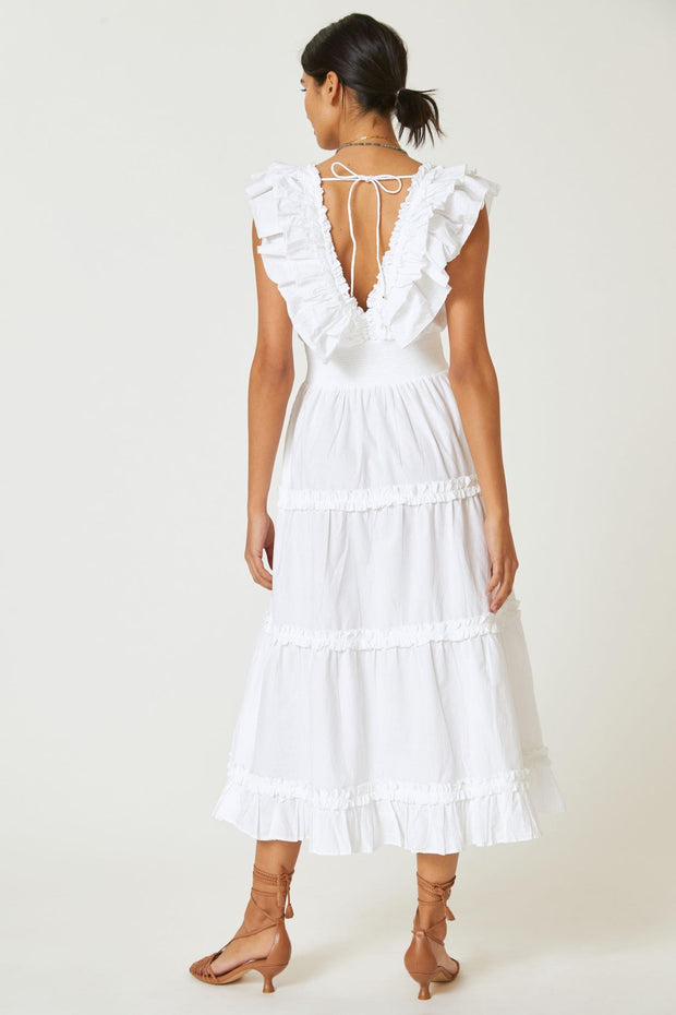 Anthropologie Love The Label Topanga Ruffled V-Neck Midi Dress