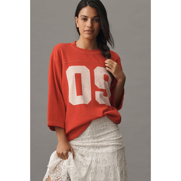 Anthropologie Pilcro 3/4 Sleeve Varsity Tee Tunic Top