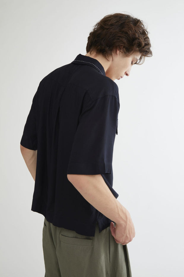 Urban Outfitters Standard Cloth Logan Cropped Camp Collar Shirt Men's