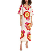 Frances Valentine Delightful Linen-blend Caftan Shift Midi Dress