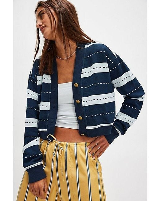 Free People Grace Printed Cardi Sweatshirt Top