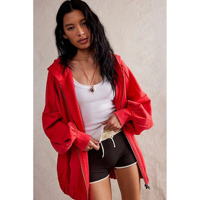 Free People Lucky Zip Up Hoodie Jacket Top