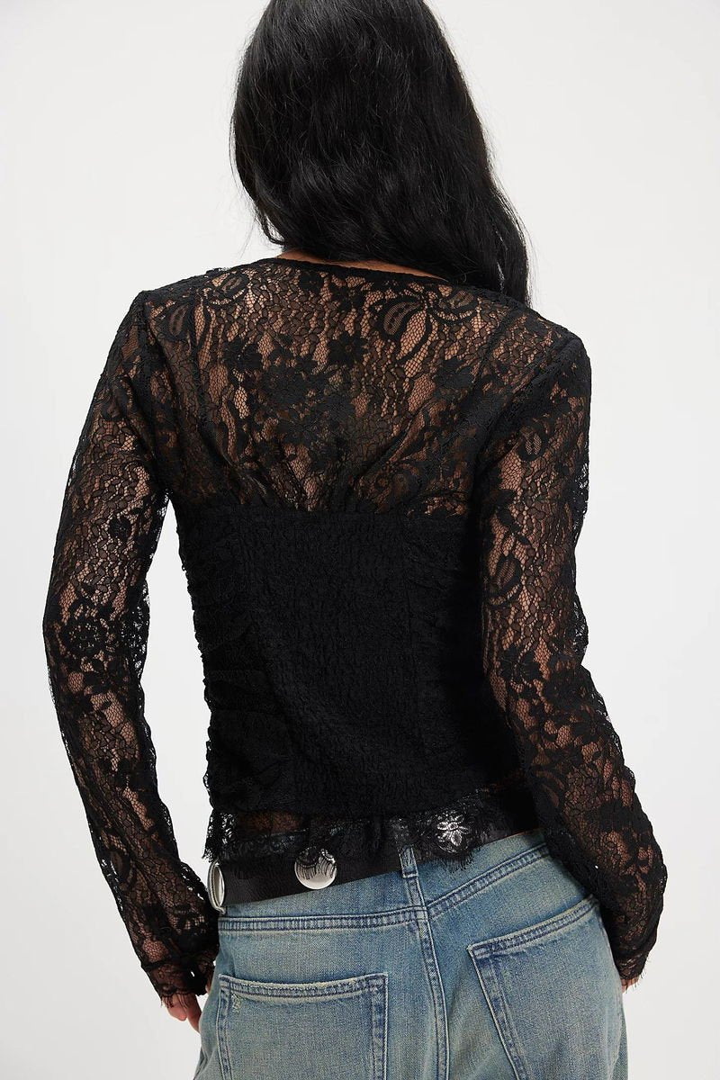 Free People Paloma Lace Blouse Top