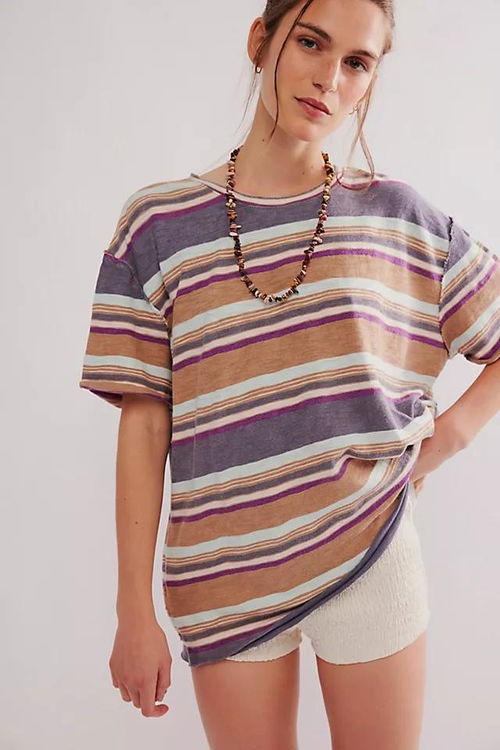 Free People We The Free Nina Stripe Tee Tunic Top