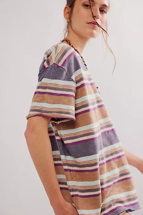 Free People We The Free Nina Stripe Tee Tunic Top