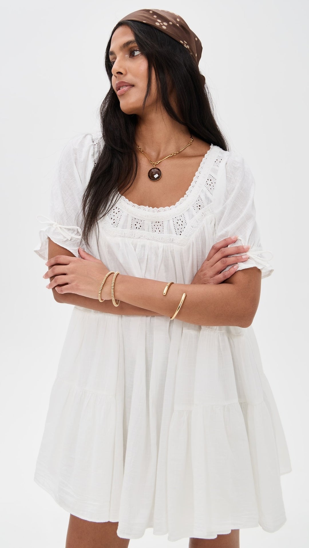 Free People Floral Embroidered Mini Dress
