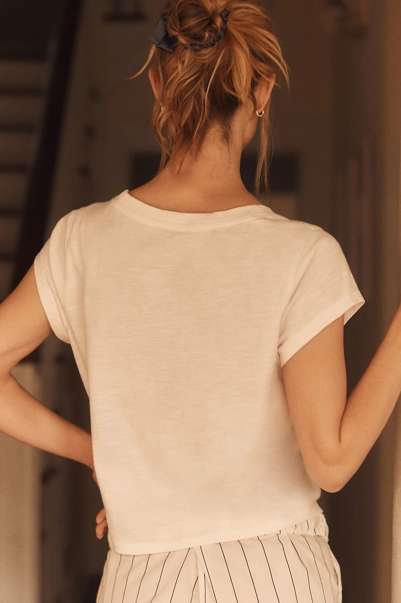 Anthropologie LyreBird Cotton Short-Sleeve Baby Tee Blouse Top