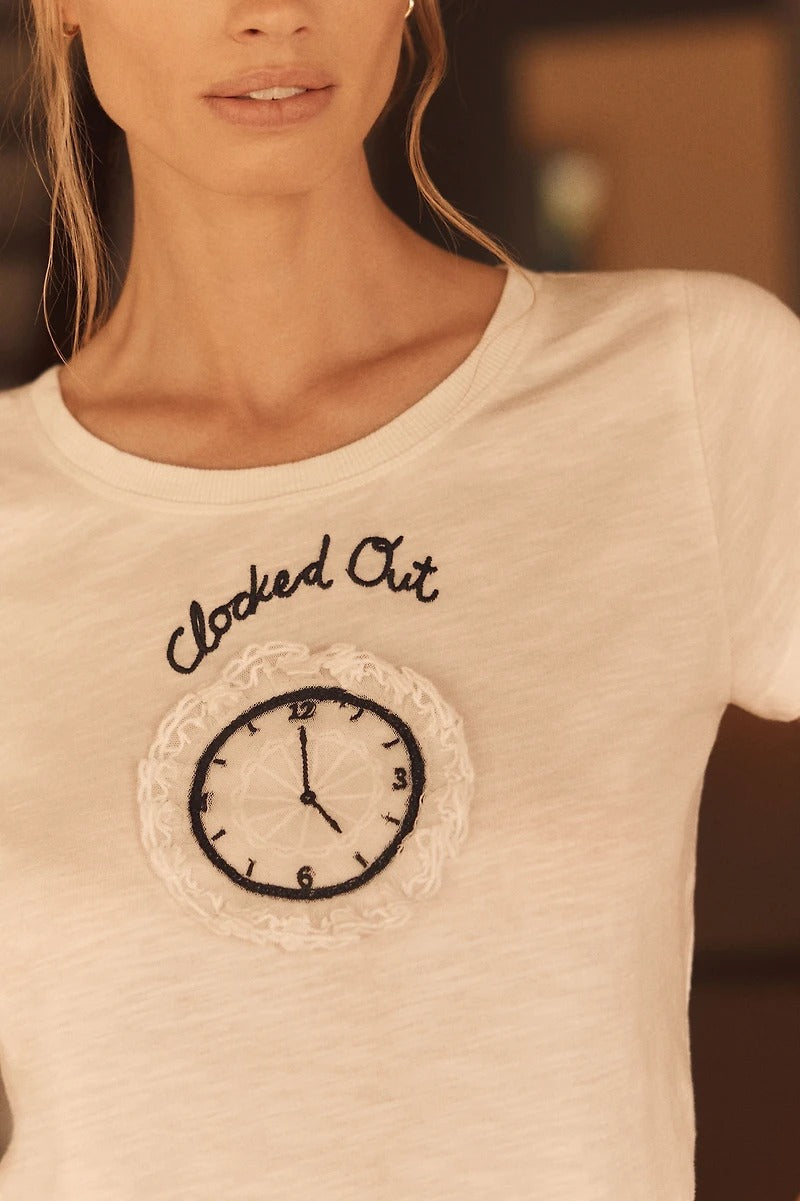 Anthropologie LyreBird Cotton Short-Sleeve Baby Tee Blouse Top