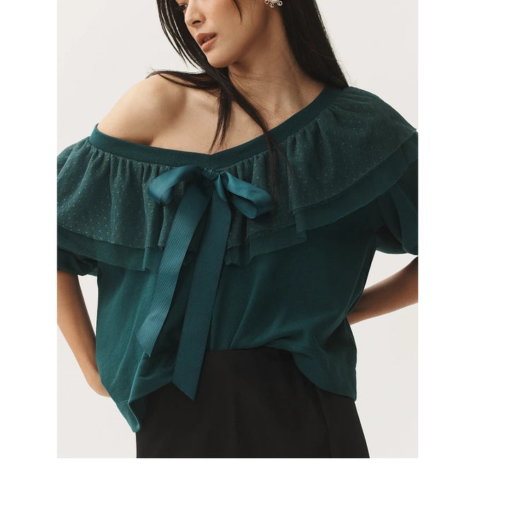 Anthropologie Maeve Ruffle Bow Blouse Top