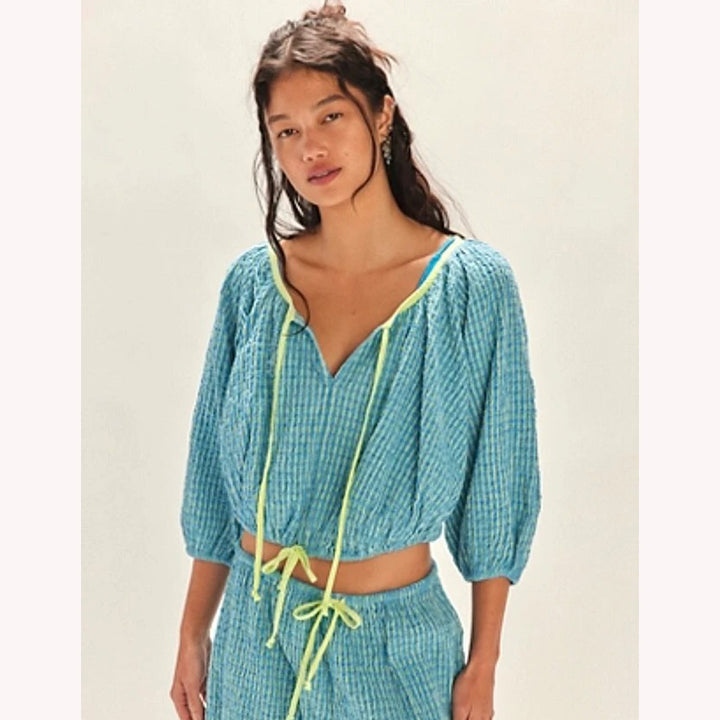 Free People Free-est Clara Plaid Blouse Top