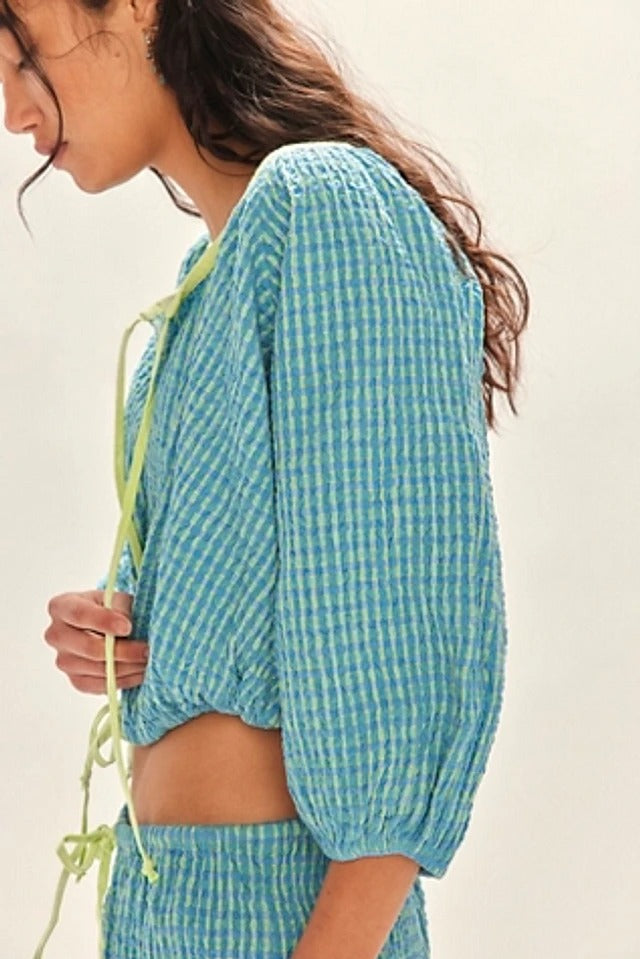 Free People Free-est Clara Plaid Blouse Top