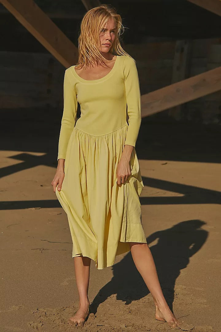 Free People Free-est Fp Beach Aelia Drop-Waist Midi Dress White Chocolate Couture Free People Free-est Fp Beach Aelia Drop-Waist Midi Dress White Chocolate Couture