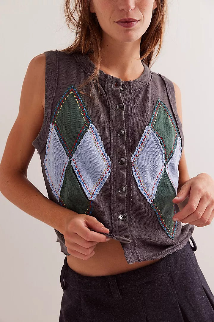 Free People We The Free Argyle Craft Vest Top